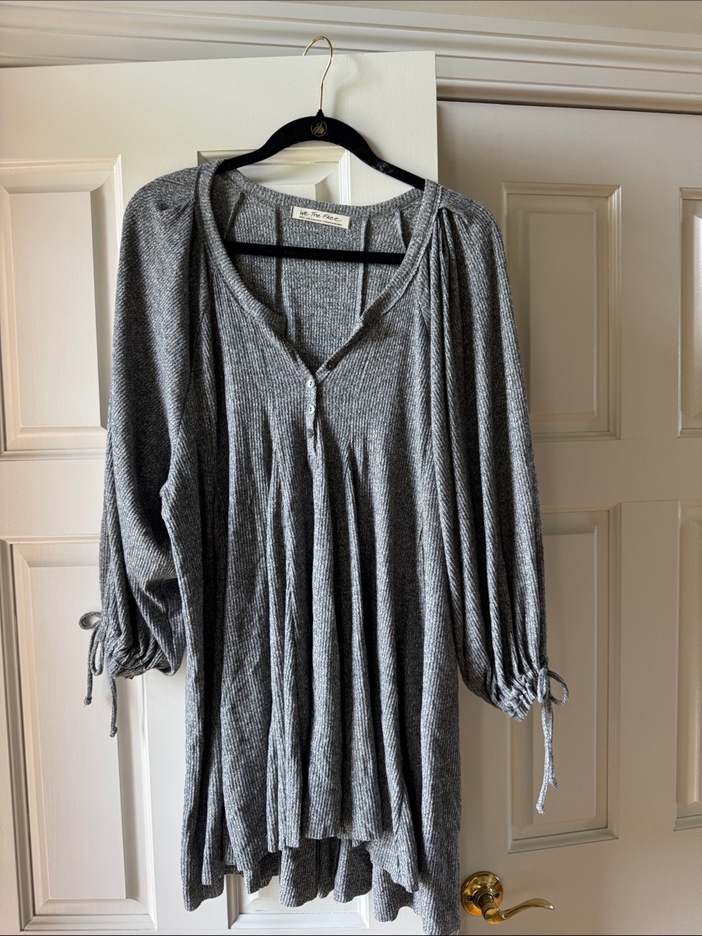 We The Free Grey Ribbed Knit Top